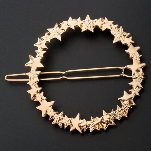 Full Stars Circle Silver Plated Golden Hair Clips and Pins Hairgrips Women Hair Wear Hair Accessories