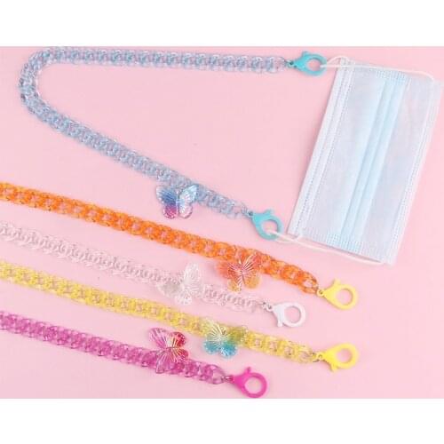 1Pcs 58CM Butterfly Acrylic Chain For Hang Mask Links Necklace Neck Glasses Cord Holder Lanyard Sunglasses Rope Strap