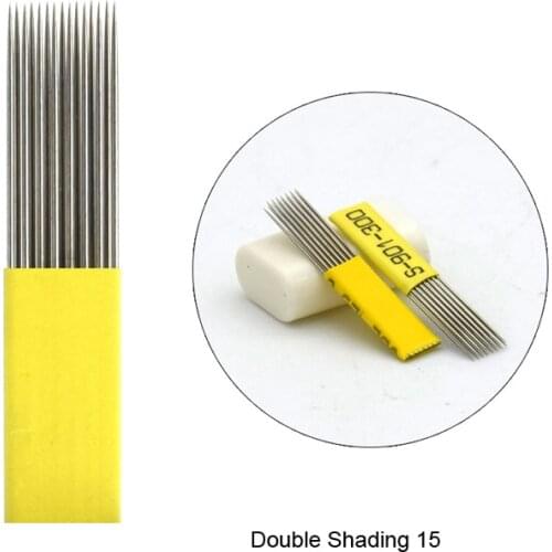 100 Pcs 9/15/17/19/21Pin Microblading Shading Blades Tattoo Needles DOUBLE ROW Microblading Needles Flat Needle For Fog Brow