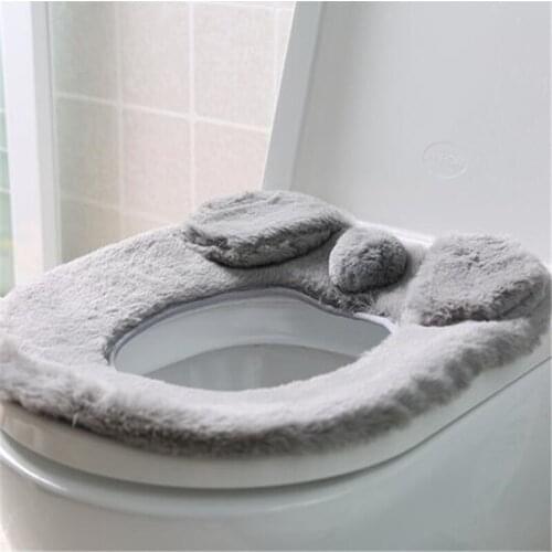 2019 New Winter Comfortable Soft Heated Washable Toilet Seat Mat Set Bathroom Accessories Interior For Home Decor Closestool Mat