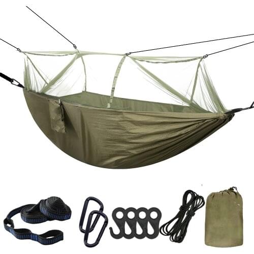 2021 new 210T nylon parachute cloth with mosquito net hammock outdoor camping portable hammock factory direct supply