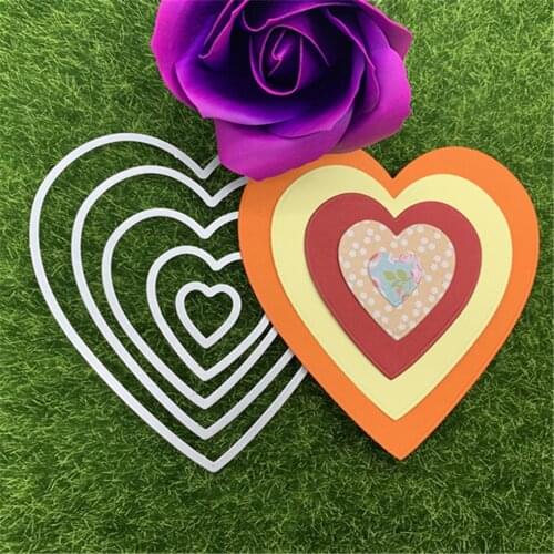 5pcs/set Heart Shape Card Frame Craft Metal Cutting Dies For DIY Scrapbooking Album Embossing Paper Cards Decorative Crafts