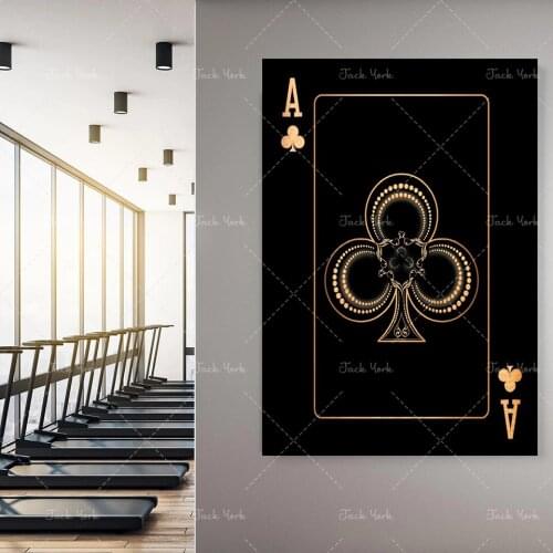 Ace of spades abstract gold and silver playing cards HD print club club bar restaurant decoration poster