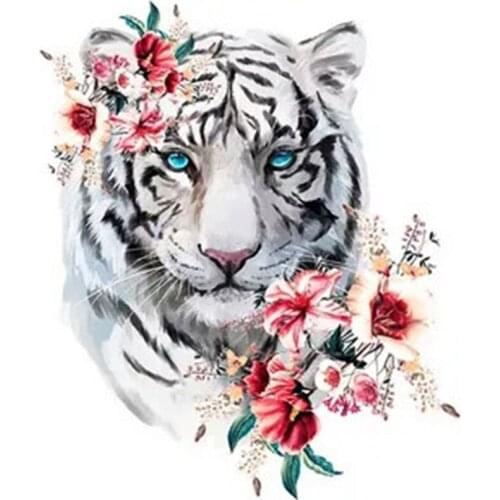 LUOVIZEM DIY 5D Diamond Painting White Tiger Head Animal Home Decor Full Square/Round Drill Mosaic Embroidery Cross Stitch