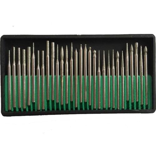 FREE SHIPPING 30 DIAMOND BURS SET 1/8 INCH SHANK MEDIUM GRIT LAPIDARY JEWELERS ROTARY BITS DREMEL,jewelry dental engraving burs