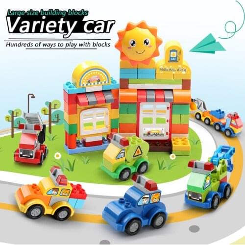 Big Size Changeable Car City Stree View Building Blocks Colorful Bricks DIY Block Toys for Children Gift