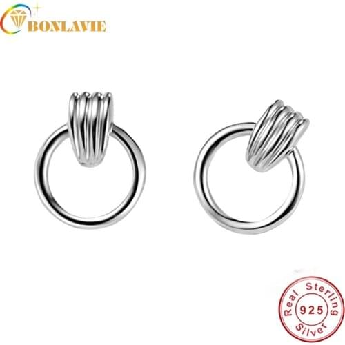 BONLAVIE 925 Sterling Silver Women Stude Earing Circumferential Saturday Ear Nail One-week Ear Nail Fine Jewelry for Engagement