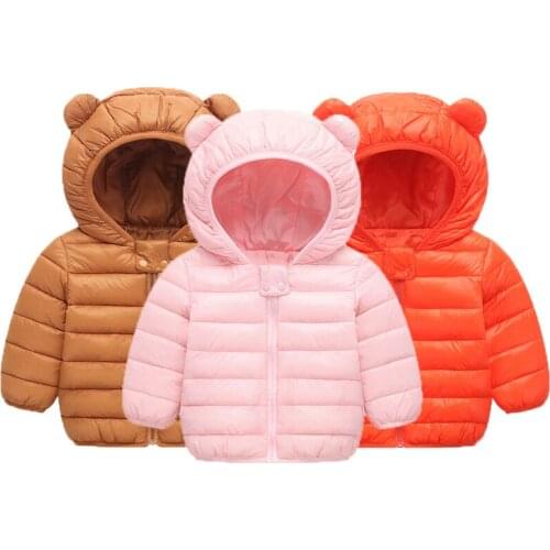 Winter Childrens Down Cotton Jacket Light Thin Style Childrens Down Outwaer Baby Cotton Coat