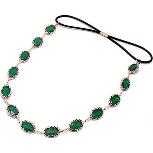 Elegant Hair Band Fashion Boho Head Chain Oval Rhinestone Headpieces Green Crystal Headbands For Women Accessories Jewelry