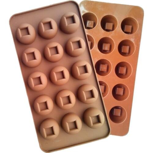 Brand New Round Chinese Hole Shaped Chocolate Mould Cake Tools Candy Mold Silicone Bakeware Cupcake Cake Topper D525