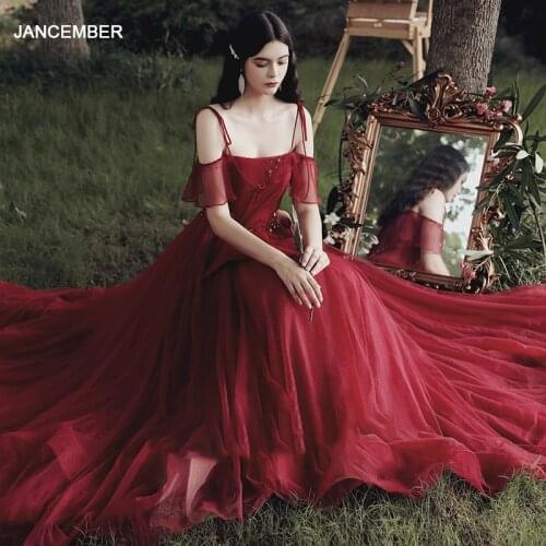 LDR73 Bridal Wedding Red Toast Evening Dress Camisole Floor-length Dress Appreciation Dinner Small Dress Chiffon Womens Gown