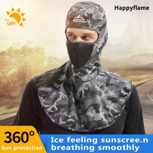 Summer Breathable Ice Silk Face Mask Tactical Camouflage Balaclava Full Face Mask Helmet Liner Cap Motorcycle Headgear Dust Mask