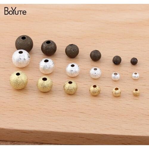 BoYuTe (500 Pieces/Lot) 3.2-4-5-6-7-8 MM Metal Brass Frosted Beads Diy Beads Jewelry Making Materials Wholesale