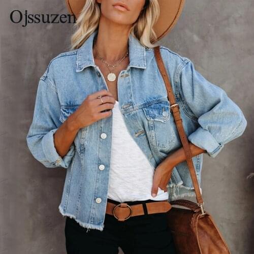 Fashion Denim Jacket For Women 2021 New Ladies Fringe Vintage Jacket Jeans Female Outwear Loose Coat Spring Autumn