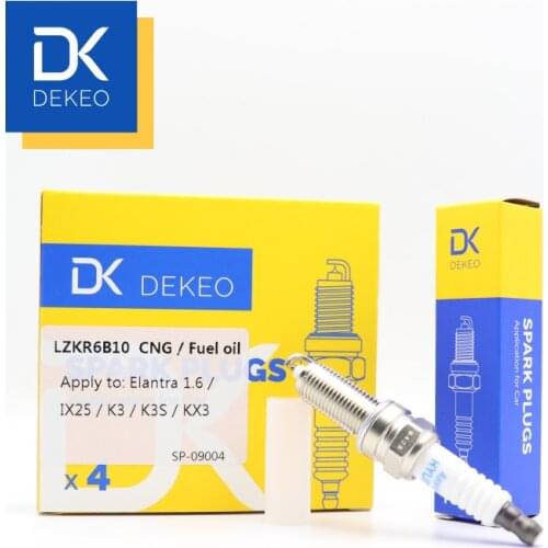 Dekeo Nickel Spark Plug SILZKR6B10E（93815）YR7SII33U 18846-11070 Gas/ Petrol Engine for KIA K2 K3 KX3 for Hyundai ix25 Pack 4PCS
