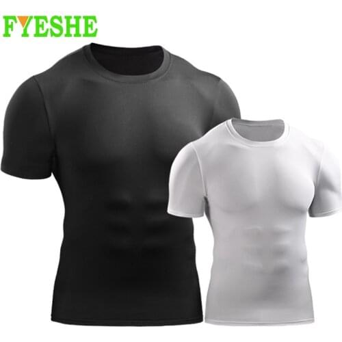 Tight Top Mens Sports Running Short-sleeved T-shirt high-stretch Training Quick-drying Breathable Sweat-absorbent Fitness Cloth