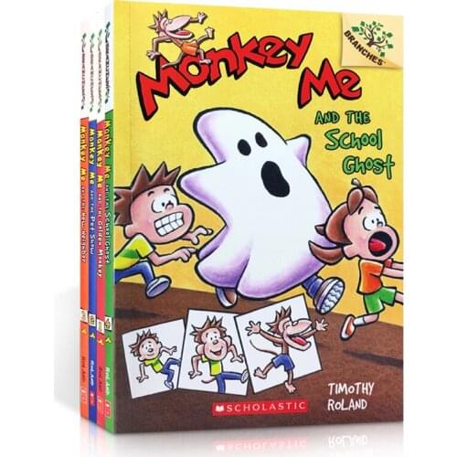 5-10 year 4book/set Scholastic Branches Monkey Me English Picture Story Book Chapter Bridge Book Improve chidren reading ability