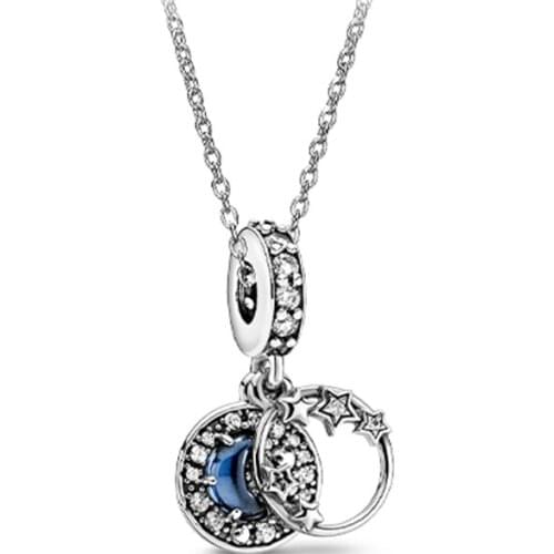 2020 Winter New Style 925 Silver Love Star Moon Necklace, Fashionable And Versatile Jewelry For Wifes Wedding Anniversary Gift