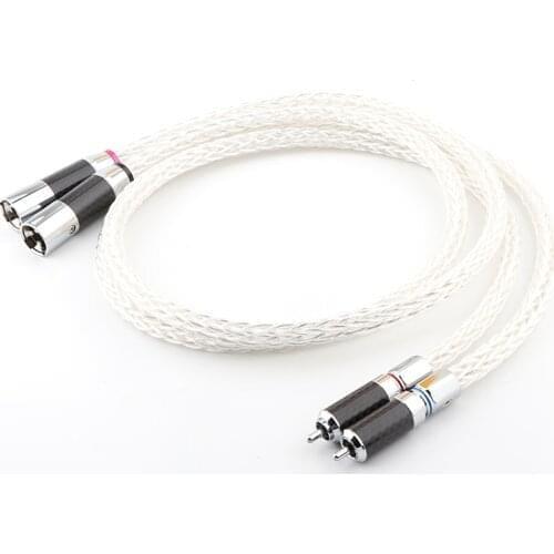 Pair 8AG OCC Silver Plated XLR Audio Cable Balance Cable RCA Male TO XLR Male Female Connector Audio Cable 8AG Twist Cable