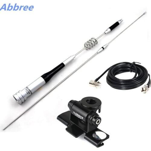 Antenna Package: Mobile Antenna UHF/VHF Dual Band SG7200+ Stainless Car Clip Mount Kit RB-400 + 5M Cable For Mobile Car Radio