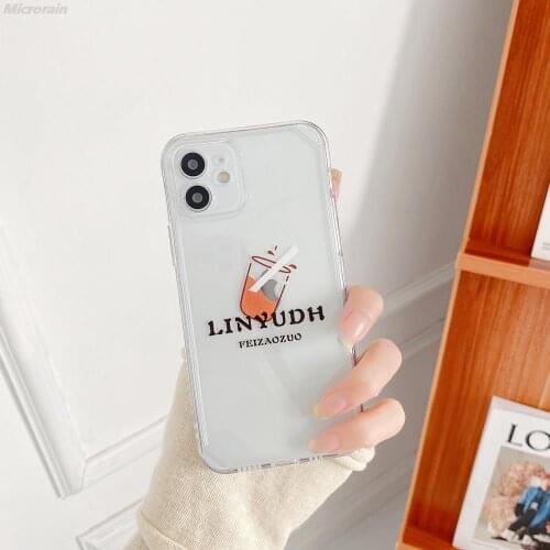 Drinks Transparent Silicone Shockproof Case For iPhone 12 11 Pro Max Mini 7 8 Plus XR X SE 2020 TPU Soft Cover Funda