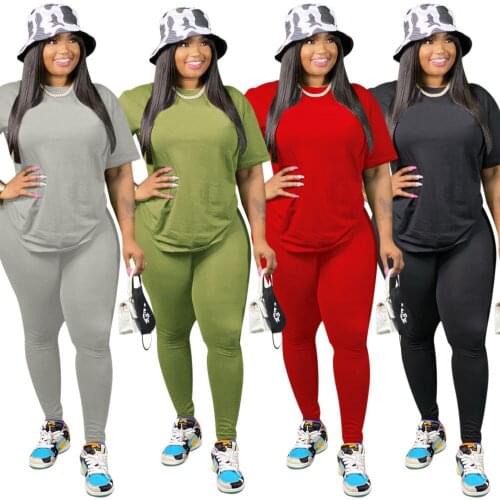 Sexy Casual Fashion Solid Color round Neck Two-Piece Nightclub Uniforms plus size gray green red black female clothes