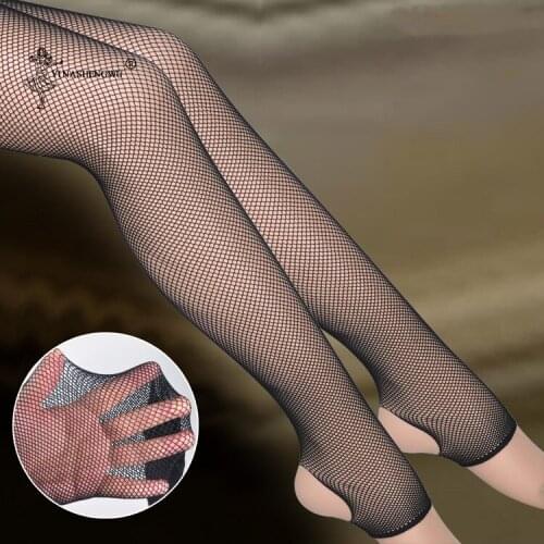 Sexy women mesh trample feet socks Night club bar stockings mesh hollow-out pantyhose Latin dance professional accessories socks