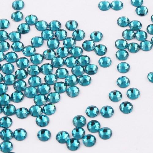 SS3-SS34 Blue Zircon Shiny 3D Nail Art Rhinestone Non Hotfix Flatback Glue On Rhinestones For DIY Nail Art
