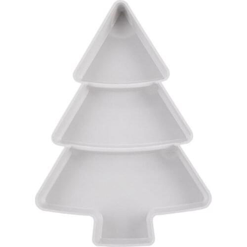 Creative Christmas Tree Shape Snack Plates Nuts Dry Fruits Compartment Bowl Box QX2E