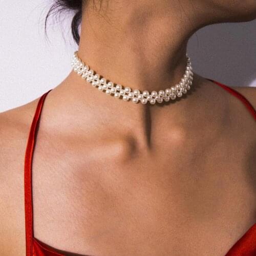 Trendy Sexy Evening Party Women Elegant Faux Pearl Vintage Charm Round Choker Necklace Jewelry Anniversary Gift ForWedding Part