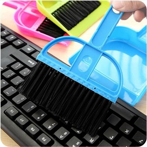 1 Set Mini Desktop Keyboard Sweep Cleaning Brush Small Broom Dustpan Plastic Clean Tools AUG889