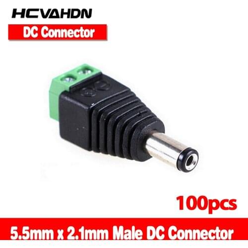 100pcs/lot 2.1 x 5.5mm bnc connector DC Male Adapter Surveillance System Power Supply for CCTV IP Camera cctv accessories