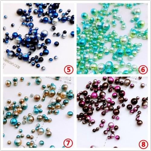 100pcs/lot Japan New 3D Nail Art Deco Gradient color Pearl Mixed size 3/4/5/6MM Nail Sticker DIY Charm Nail Tools