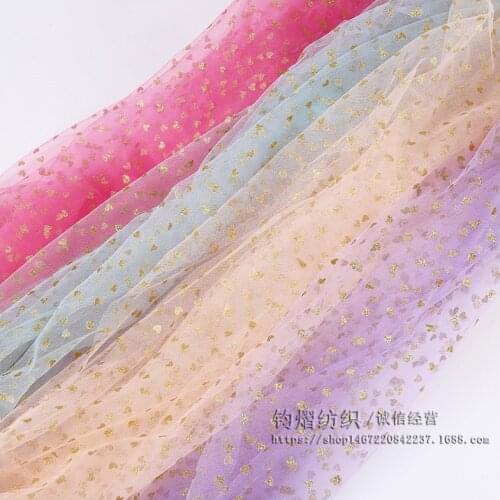 100x160cm Sewing Fabric Tutu Glitter Heart Print Mesh Fabric Sprinkled Love Tulle Skirt Net Fabric For Woman Blouse And Dress