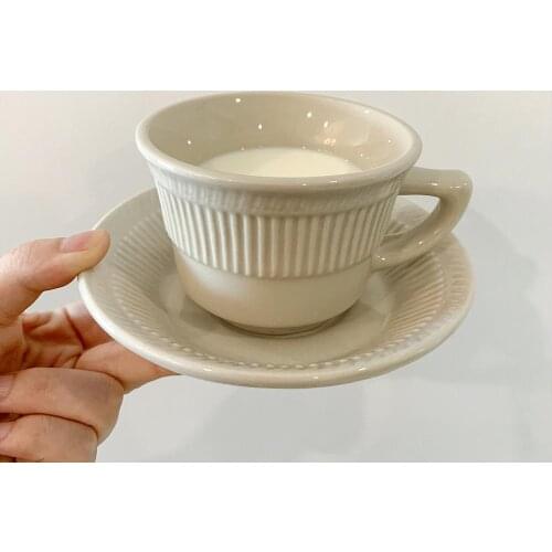 190ML Ceramic Coffee Set European Style Catering Coffee Cup With Saucer Dish Emboss Coffee Mug Tea Cup Drinkware Home Decoration
