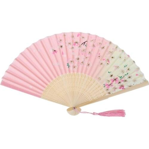 1XFan Chinese Japanese Style Folding Fan Wedding Fan Art Gift Dance Hand Fan Wedding Gifts For Guests Portable Fan