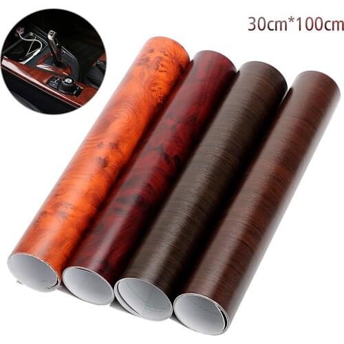 30*100cm PVC Wood Grain Textured Car Interior Film Sticker Waterproof Wrap Protective Film Wood Grain Car Decoration