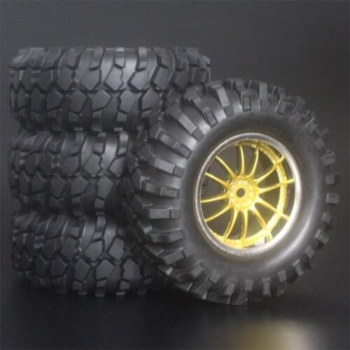 4x 1.9Inch 96mm Rubber Tires Plating Wheel Rims For D90 D110 SCX10 CC01 RC Rock Crawler Truck Climbing Off-Road Car