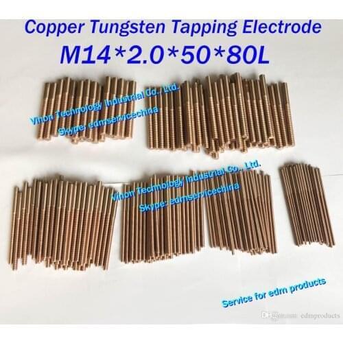 5PCS M14*2.0*50L*80Lmm CUW75 Copper Tungsten Orbital Tapping Electrode for W75 tungsten copper threading electrode without hole