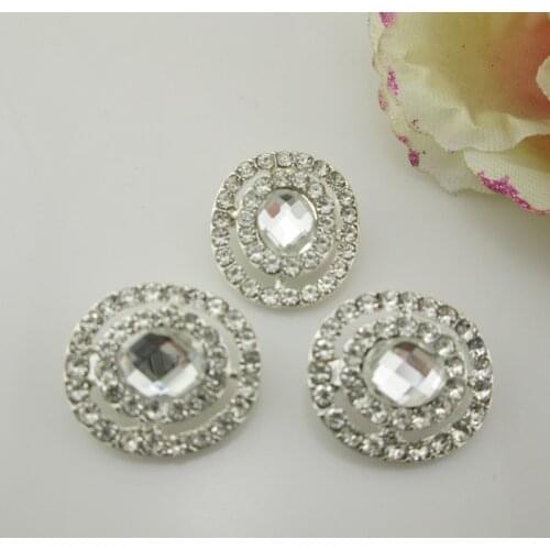BT52 35mm)20pcs Large Clear Ivory Pearl Shank Rhinestone Button For Scrapbooking