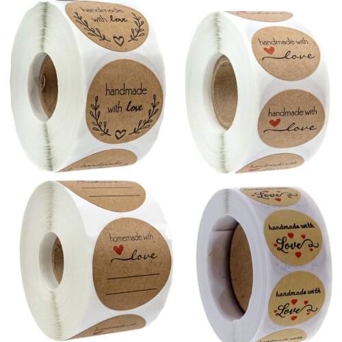 500pcs Vintage Kraft Paper Stickers Scrapbook Gift Stationery Label Stickers Handmade With Love Thank You For The Stickers