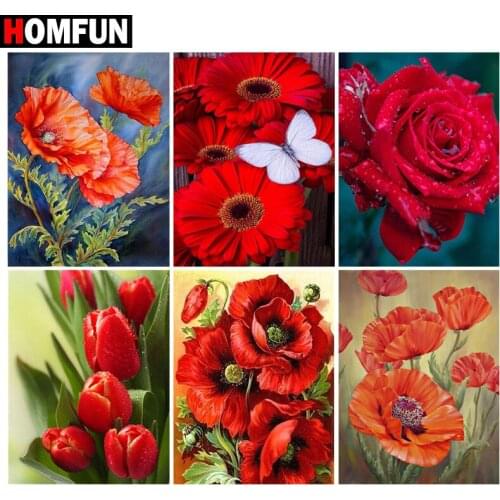 HOMFUN Diamond Embroidery "Flower landscape" Pattern DIY 5D Diamond Painting Needlework Cross Stitch Full Drill Painting