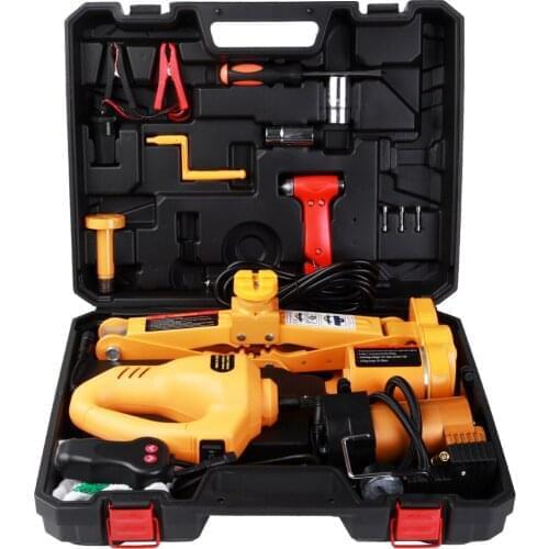 Car Electric Jack 3-in-1 Auto Repair Tool Electric Jack Wrench Suit 12V Built-in Circuit Breaker Electric Wrench Sturdy Suitcase