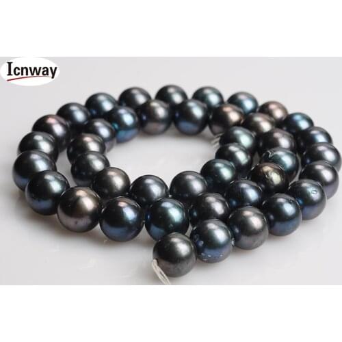 FreeShipping Natural AA+ Black(peacock green and blue)Freshwater Pearl 10-11mm 15inches DIY necklace bracelet earring Wholesale