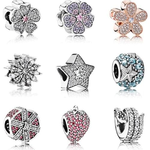 New Sterling Silver S925 String Shiny Primrose Beaded Snow Star Suitable For Diy Original Ladies Bracele Recommended Gift