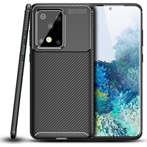 S20 Bumper For Samsung Galaxy S20 Plus Case Luxury Carbon Fiber Soft TPU Slim Silicone Case for Samsung S20 Ultra Back cover