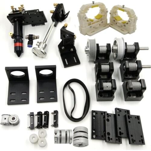 DIY torno mecanico co2 laser engraving and cutting machine CNC machine whole set of spare parts with head and mirror mounts