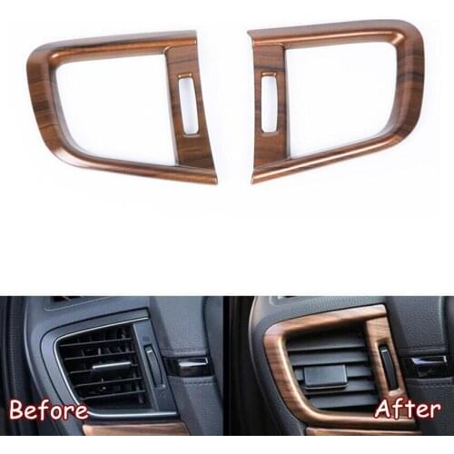 For Honda CRV CR-V 2017 2018 Car Dashboard Side Air Vent Outlet Frame Cover Trim Stickers Car Accessories Peach Wood Color