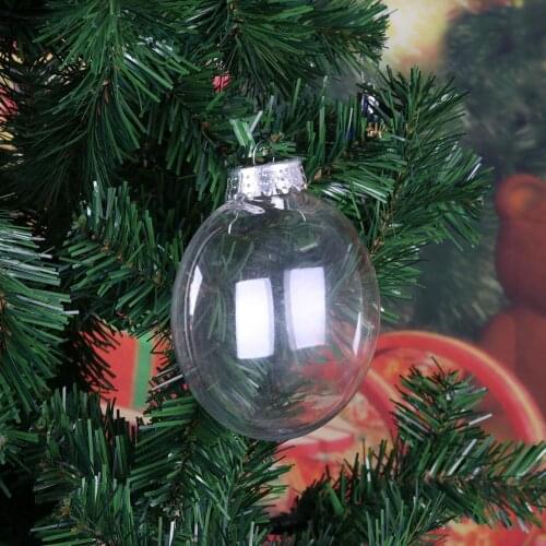 PET Christmas Decoration Transparent Plastic Flat Ball Pendant Party Christmas Ball Home Furnishing Decoration Gift Direct Sales