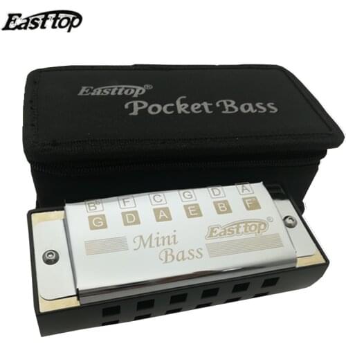 Easttop12 Holes Professional Mini Bass Harmonica Chrome-plated copper Board Mouth Ogan Pocket Bass Musical Instruments Harps